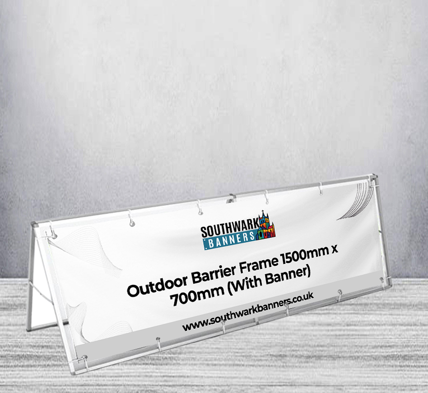 Outdoor Barrier Frame 1500mm x 700mm (With Banner)